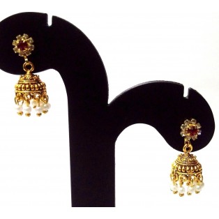 Golden Oxidized Earrings Ethnic Imitation Jewelry Drop Dangle Chandelier - EA51